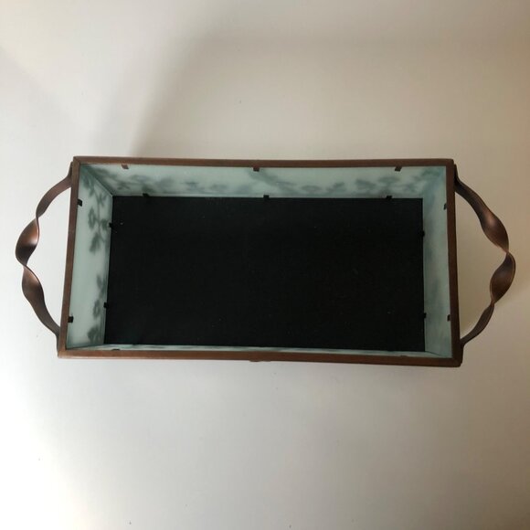 Partylite Flowers Butterfly Dragonfly Tray Copper Color Base and Frosted Glass - Picture 2 of 8